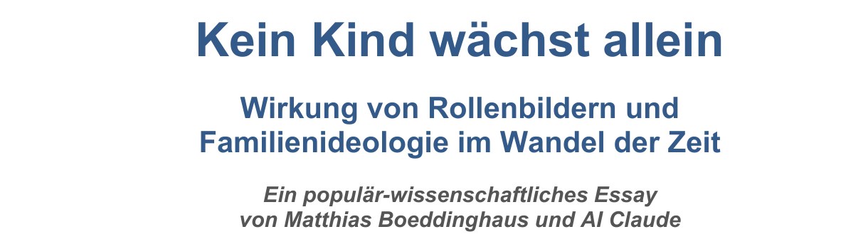 Titel des Essays „Kein Kind wächst allein“