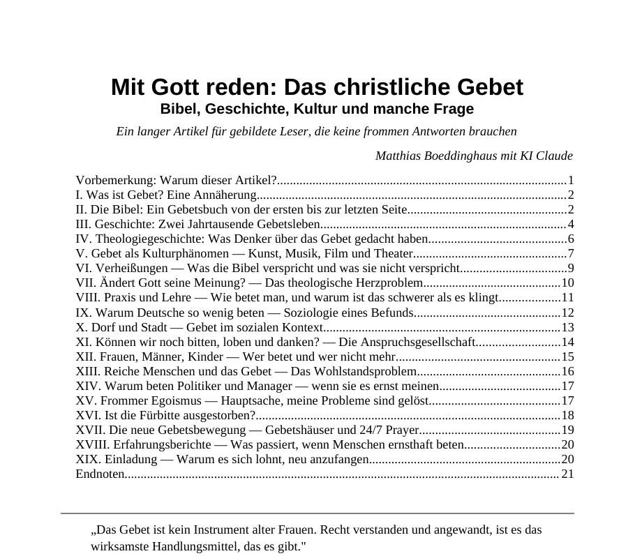 Titelseite des Essays „Mit Gott reden“