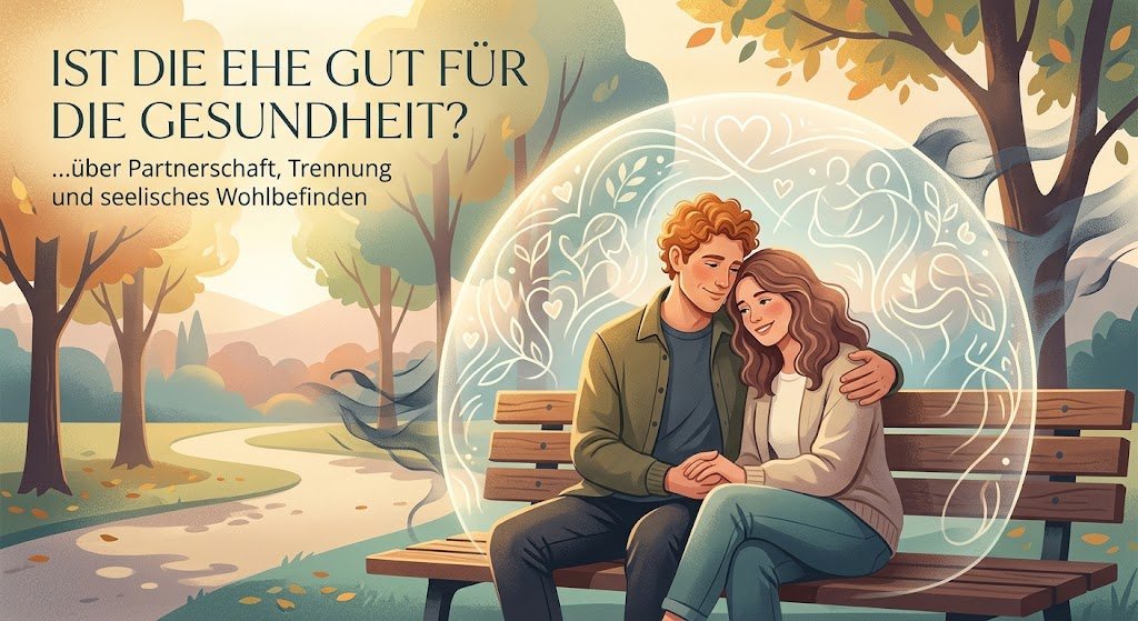 Illustration zum Essay: ein Paar auf einer Parkbank unter einer schützenden Glaskuppel
