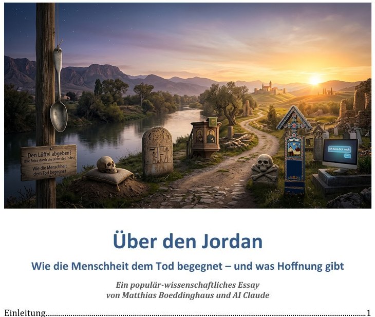 Titelseite des Essays „Über den Jordan“